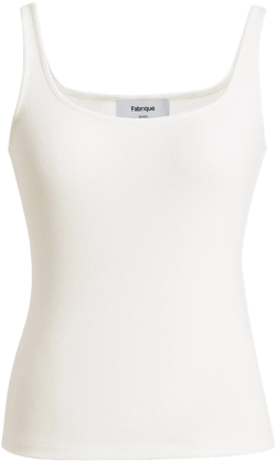 Liz Square Neck Body Con Sleeveless Tank Top in High-Stretch Ribbed Knit