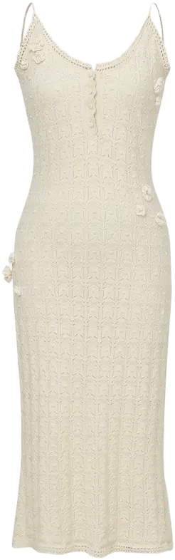 Kaya Handcrafted Flora Crochet Strap Dress in Cotton Knit