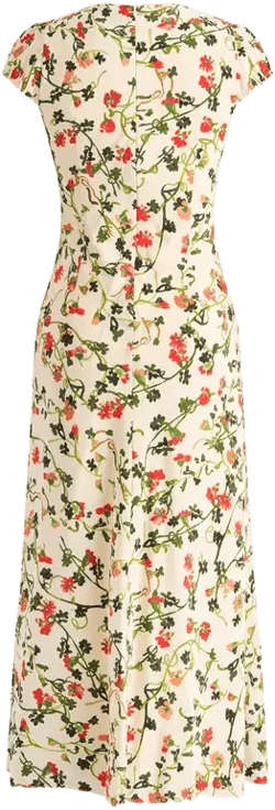 Rika Flora Dress in Midi Matte Silk Crepe