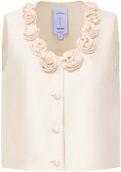 Loira 3D Flower Vest in Silk Wool Satin