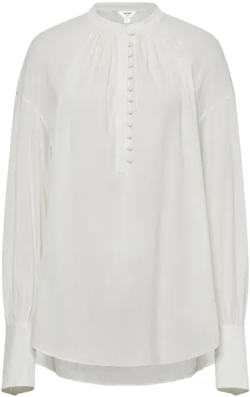 Lila Stand Collar Blouse in Tencel-Cotton