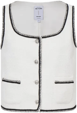 Hailey Square Neck Vest in Herringbone Wool Blend Tweed