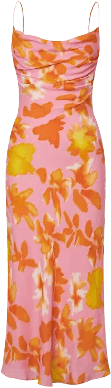 Baja Cowl Neck Strap Dress in Silk Viscose