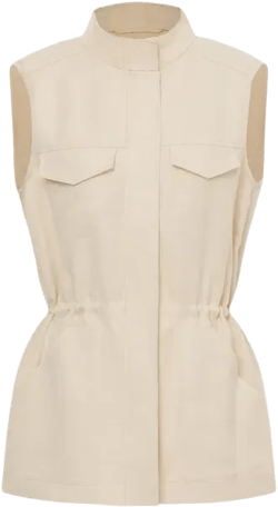 Ionia Cinched Waist Drawstring Vest in Silk Linen