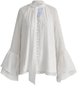 Megan Ruffle Polka Dot Shirt in Mulberry Silk Burnout Jacquard