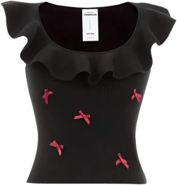 Ciceline Hand Sewn Mini Bows Sleeveless Top in Cotton Knit