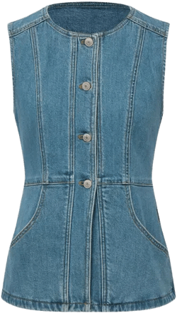 Selena Sleeveless Vest Top in Technical Lyocell Denim