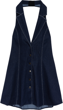 Moonlight Denim Halter Dress - Blue Denim