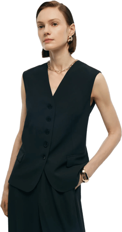 Stretch V-Neck Women Single-Breasted Vest