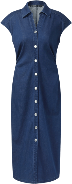Denim Side Twist Women Cap Sleeve Stretchy Midi Dress