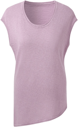 Linen Cotton Blend Asymmetric Hem Women Knit Top