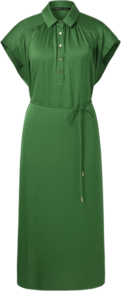 22MM Mulberry Silk Stretch Women Maxi Shirt Dress With Belt