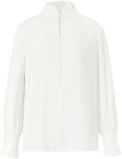 Diacetate Ruffle Mandarin Collar Women Blouse