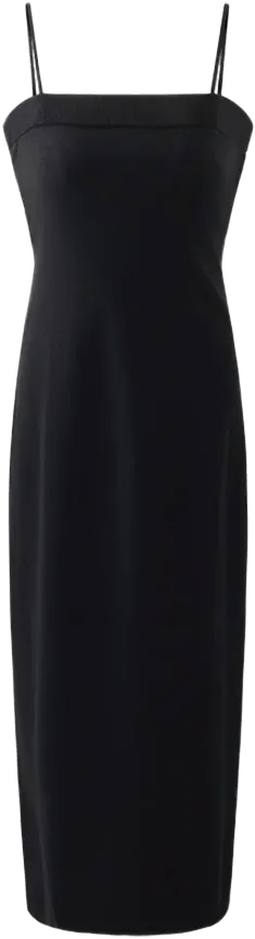 Women Knitted Detachable Spaghetti Strap Midi Dress