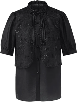 New Chinese-Style Lace Sequins Patchwork Women Blouse