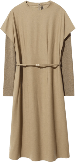 Cashmere And Woolen Double-Layer Pieces Midi Dress