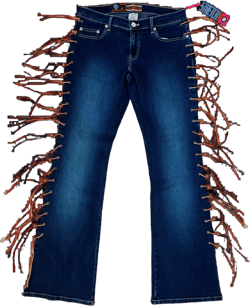 Early 2000s Suede Fringe Jeans (M)