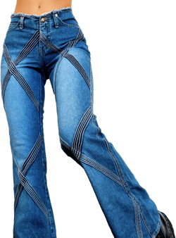 Funky Crisscross Flare Jeans