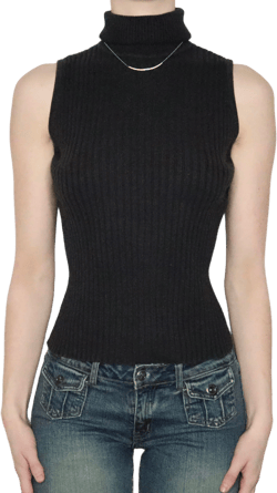 Black Sleeveless Turtleneck (M-L) 