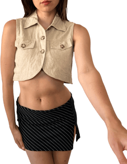 90s Linen Cropped Vest (XS)