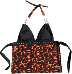 Flame Embellished Backless Halter Top (S)