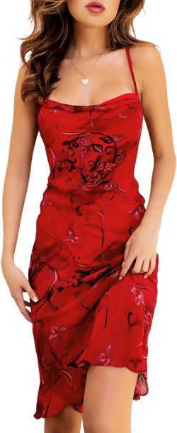 90s Red Floral Dress