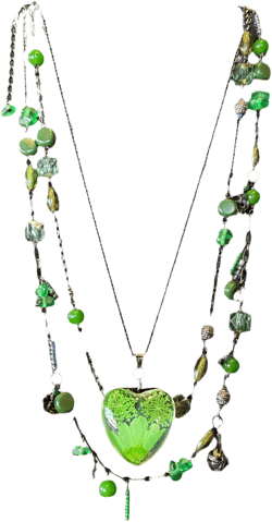 Green flower heart choker