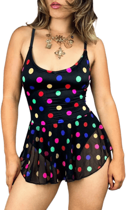 90s Kitschy Polka Dot One Piece (M)