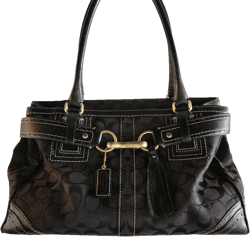 Coach Black Signature Canvas and Leather Hampton Tote bag