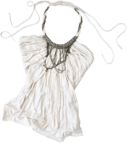 Creamy Rhinestone Chain Halter Top (S)