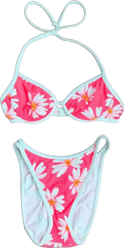 90s Peach Pink Daisy Bikini (S)