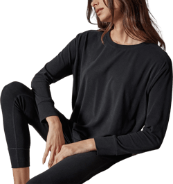 Drop Shoulder Lounge Top - Black