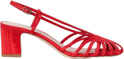 Priscilla Red Moiré Heeled Sandal