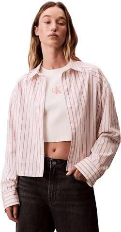 Women's Stripe Boxy Cotton Crop Shirt