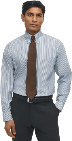 Brooks Brothers Men's Regular-Fit Polo Button-Down Collar Non-Stripe Dress Shirt