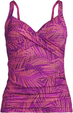 Plus Size V-Neck Wrap Underwire Tankini Swimsuit Top