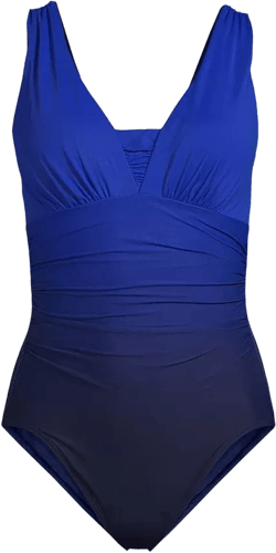 Women's Long Slender Grecian Tummy Control Chlorine Resistant One Piece Swimsuit