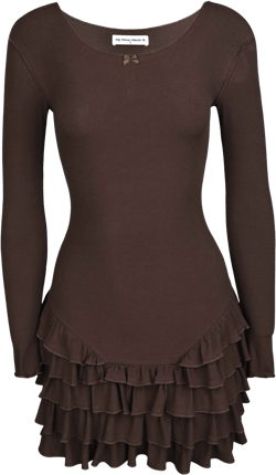 Frill Long Sleeve Dress - Dirt