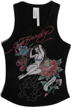 [Sculptor X Ed Hardy] Rib Tank Top Black