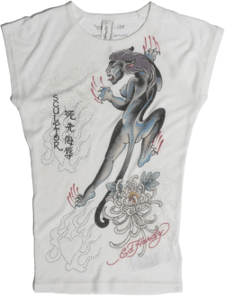 [Sculptor X Ed Hardy] Devil Raglan Tee White