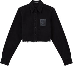 Raf Simons - Women’s Cropped Denim Shirt With R Pin - (Black)