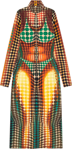 Jean Paul Gaultier - Women’s Long Dress With High Neck - (Orange/Blue/Brown)