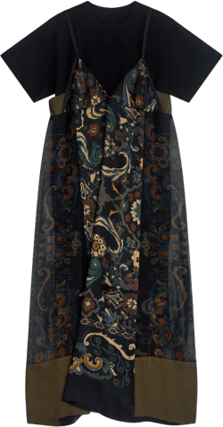sacai - Women's Floral Print Overlay Dress - (Black/Multi)
