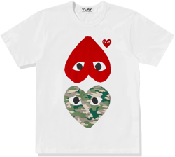 Play - Camouflage With Upside Down Heart T-Shirt - (White)