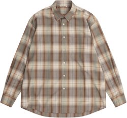 Auralee - Men's Super Light Wool Check Shirt - (Gray/Brown)