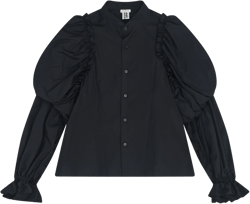Noir Kei Ninomiya - Women's Collarless Puff Sleeve Blouse - (Black)