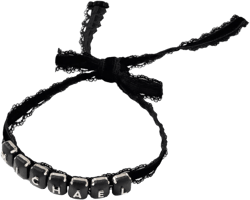 black leather bijou initial lace choker【Delivery in October 2025】