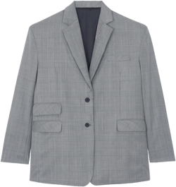 Essie Oversized Wool Blazer - Light Grey Plaid