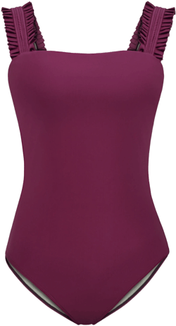 Natalie Ruffle Strap One-Piece Swimsuit in Purple- FINAL SALE