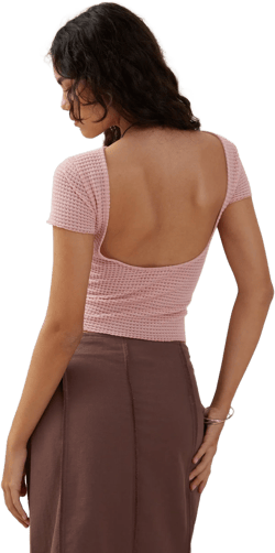 XIWANG TOP SALMON TEXTURED CROCHET